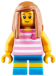 LEGO® Minifigurák Child - Girl, Bright Pink Striped Shirt with Cat Head, Dark Azure Short Legs with Molded Yellow Stri cty0907 (cty0907)