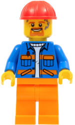 LEGO® Minifigurák Blue Jacket with Diagonal Lower Pockets and Orange Stripes, Orange Legs, Red Construction Helmet cty1161 (cty1161)