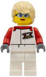 LEGO® Minifigurák Female, White and Red Jumpsuit with 'XTREME' Logo, Tan Tousled Hair, Sunglasses and Closed Mouth Gri cty1111 (cty1111)