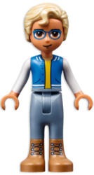 LEGO® Minifigurák Friends Sebastian, Medium Nougat Boots, Sand Blue Trousers, Blue Vest with Pockets, Yellow Undershir frnd502 (frnd502)