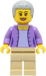 LEGO® Minifigurák Woman - Medium Lavender Jacket over Lavender Shirt, Tan Legs, Light Bluish Gray Hair cty1568 (cty1568)
