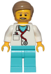 LEGO® Minifigurák Doctor - Stethoscope, Medium Azure Legs, Dark Tan Smooth Hair, Beard cty0898 (cty0898)