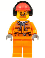 LEGO® Minifigurák Construction Worker - Male, Orange Safety Jacket, Reflective Stripe, Sand Blue Hoodie, Orange Legs, cty0935 (cty0935)