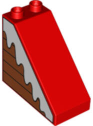 LEGO® Alkatrészek (Pick a Brick) Piros 4x2x3 DUPLO Lejtő - Bal Oldalán Behavazott Deszkák Minta 6268087 (6268087)
