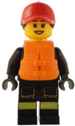 LEGO® Minifigurák Fire - Female, Reflective Stripes with Utility Belt and Flashlight, Red Cap with Reddish Brown Ponyt cty1551 (cty1551)