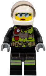 LEGO® Minifigurák Fire - Reflective Stripes with Utility Belt and Flashlight, White Helmet, Trans-Black Visor, Safety cty1355 (cty1355)