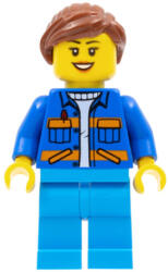 LEGO® Minifigurák Garbage Worker - Female, Blue Jacket with Diagonal Lower Pockets and Orange Stripes, Dark Azure Legs cty0957 (cty0957)