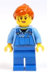 LEGO® Minifigurák Mechanic Female, Medium Blue Shirt and Blue Overalls, Dark Orange Ponytail cty1072 (cty1072)