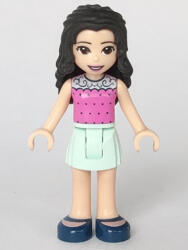 LEGO® Minifigurák Friends Emma - Dark Pink Top with Dots, Light Aqua Skirt, Dark Blue Shoes frnd270 (frnd270)