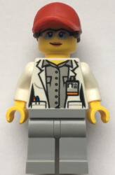 LEGO® Minifigurák Scientist - Female, Red Cap with Ponytail Hair, Blue Goggles and Light Bluish Gray Legs cty1069 (cty1069)
