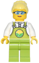 LEGO® Minifigurák Farmer Peach - Lime Overalls over White Shirt, Lime Legs, Bright Light Yellow High Bun, Glasses cty1441 (cty1441)