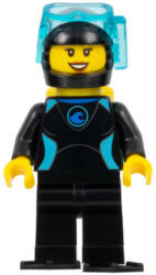 LEGO® Minifigurák Diver - Female, Black Flippers and Wetsuit with Blue Logo, Yellow Scuba Tank cty0959 (cty0959)