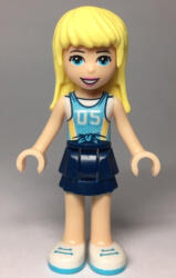 LEGO® Minifigurák Friends Stephanie - Dark Blue Layered Skirt, Medium Azure Jersey with White Number '05' frnd301 (frnd301)