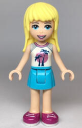 LEGO® Minifigurák Friends Stephanie - Medium Azure Skirt, White Top with Palm Trees frnd353 (frnd353)