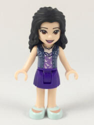 LEGO® Minifigurák Friends Emma - Dark Purple Skirt, Medium Lavender Top with White Birds, Sand Blue Vest frnd294 (frnd294)