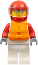 LEGO® Minifigurák Male, White and Red Jumpsuit with 'XTREME' Logo, Red Helmet, Orange Life Jacket, Sunglasses cty1112 (cty1112)