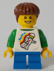 LEGO® Minifigurák Boy, Classic Space Shirt with Minifigure Floating and Back Print, Blue Short Legs, Reddish Brown Hai cty1046 (cty1046)