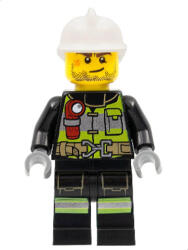LEGO® Minifigurák Fire - Reflective Stripes with Utility Belt and Flashlight, White Fire Helmet, Beard Stubble, Brown cty1255 (cty1255)
