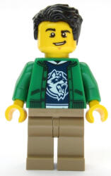 LEGO® Minifigurák Ski Shop Clerk - Male, Green Jacket over Raccoon Shirt, Black Hair cty1086 (cty1086)