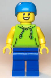 LEGO® Minifigurák Skateboarder - Male, Lime Hoodie, Blue Legs, Dark Azure Helmet cty1138 (cty1138)