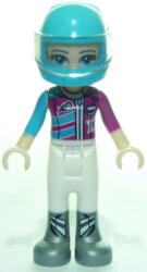LEGO® Minifigurák Friends Stephanie - White Trousers, Medium Azure and Magenta Racing Jacket, Helmet frnd277 (frnd277)