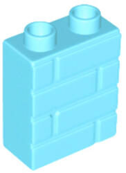 LEGO® Alkatrészek (Pick a Brick) Közép azúr Duplo tégla 1 x 2 x 2 falazott profillal 6172452 (6172452)