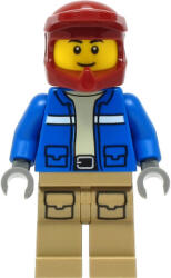 LEGO® Minifigurák Wildlife Rescue Explorer - Male, Blue Jacket, Dark Red Helmet, Dark Tan Legs with Pockets, Thin Grin cty1295 (cty1295)