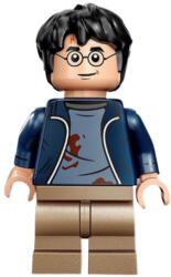 LEGO® Minifigurák Harry Potter - Dark Blue Open Jacket with Tears and Blood Stains, Printed Arms, Dark Tan Medium Legs hp419 (hp419)