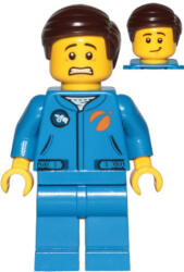 LEGO® Minifigurák Astronaut - Male, Blue Jumpsuit, Dark Brown Hair Short Combed Sideways Part Left, Scared and Lopside cty1041 (cty1041)