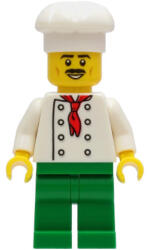 LEGO® Minifigurák Chef - White Torso with 8 Buttons, No Wrinkles Front or Back, Green Legs, White Chef Toque cty1247 (cty1247)