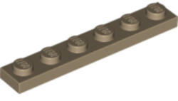 LEGO® Alkatrészek (Pick a Brick) Sötét Bézs 1x6 Lapos Elem 6015424 (6015424)