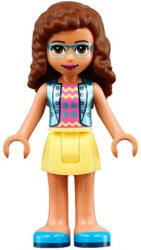 LEGO® Minifigurák Friends Olivia (Nougat) - Bright Light Yellow Skirt, Dark Pink Top with Blue Jacket frnd391 (frnd391)