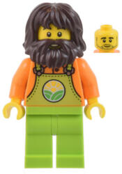 LEGO® Minifigurák Farmer - Male, Lime Overalls over Orange Shirt, Lime Legs, Dark Brown Shaggy Hair and Beard cty1442 (cty1442)