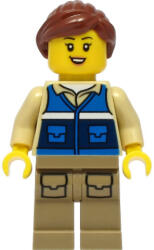 LEGO® Minifigurák Wildlife Rescue Worker - Female, Blue Vest with 'RESCUE' Pattern on Back, Dark Tan Legs with Pockets cty1300 (cty1300)