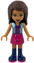 LEGO® Minifigurák Friends Andrea - Magenta Skirt, Metallic Light Blue Vest over Magenta Top frnd368 (frnd368)