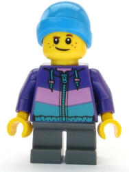 LEGO® Minifigurák Boy - Dark Purple Jacket, Dark Bluish Gray Short Legs, Ski Beanie Hat cty1081 (cty1081)
