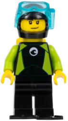 LEGO® Minifigurák Diver - Male, Black Flippers and Wetsuit with White Logo, Yellow Scuba Tank cty0958 (cty0958)