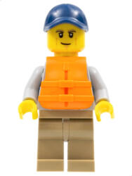 LEGO® Minifigurák Kayaker, Dark Blue Cap, Orange 2 Strap Life Jacket cty0987 (cty0987)
