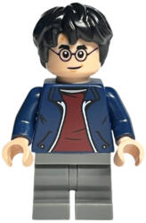LEGO® Minifigurák Harry Potter - Dark Blue Open Jacket, Dark Red Shirt, Dark Bluish Gray Medium Legs hp380 (hp380)