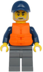 LEGO® Minifigurák Deep Sea Explorers Boat Captain - Dark Blue Turtleneck Sweater and Cap, Dark Bluish Gray Legs, Life cty1177 (cty1177)