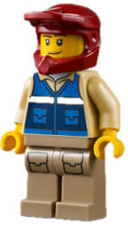 LEGO® Minifigurák Wildlife Rescue Explorer - Male, Blue Vest with 'RESCUE' Pattern on Back, Dark Red Helmet, Dark Tan cty1301 (cty1301)