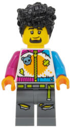 LEGO® Minifigurák Stuntz Driver - Male, White Jumpsuit with Magenta and Dark Azure Arms, Dark Bluish Gray Legs, Black cty1531 (cty1531)