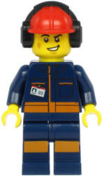 LEGO® Minifigurák Airport Flagman - Male, Red Helmet with Earmuffs, Dark Blue Jumpsuit with Orange Stripes cty1183 (cty1183)