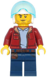 LEGO® Minifigurák Man, Dark Red Jacket with Bright Light Blue Shirt, Dark Blue Legs with Belt, White Flight Helmet, Tr cty1176 (cty1176)