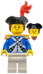 LEGO® Minifigurák Birodalmi katona IV - tiszt, nő, fekete kalap, vörösesbarna haj, vörös tollak, gyöngyarany epaulette pi194 (pi194)