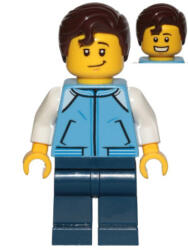 LEGO® Minifigurák Teenage Boy, Medium Blue Jacket, Dark Blue Legs, Dark Brown Hair Swept Right with Front Curl cty1021 (cty1021)