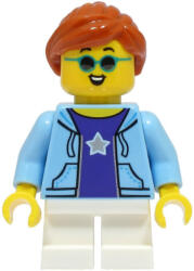 LEGO® Minifigurák Stuntz Spectator - Child, Bright Light Blue Jacket, White Short Legs, Dark Orange Hair cty1497 (cty1497)