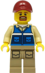 LEGO® Minifigurák Wildlife Rescue Worker - Male, Dark Red Cap, Blue Vest with 'RESCUE' Pattern on Back, Dark Tan Legs cty1298 (cty1298)