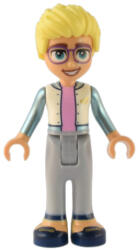 LEGO® Minifigurák Friends Olly - White Jacket with Metallic Light Blue Sleeves, Light Bluish Gray Trousers, Dark Blue frnd569 (frnd569)