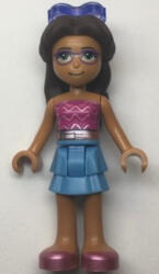 LEGO® Minifigurák Friends Layla, Medium Blue Skirt, Dark Pink Top with Metallic Pink Belt, Sunglasses frnd503 (frnd503)